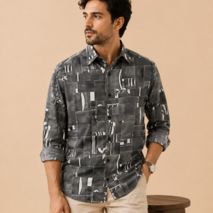 mens-grey-abstract-print-casual-shirt
