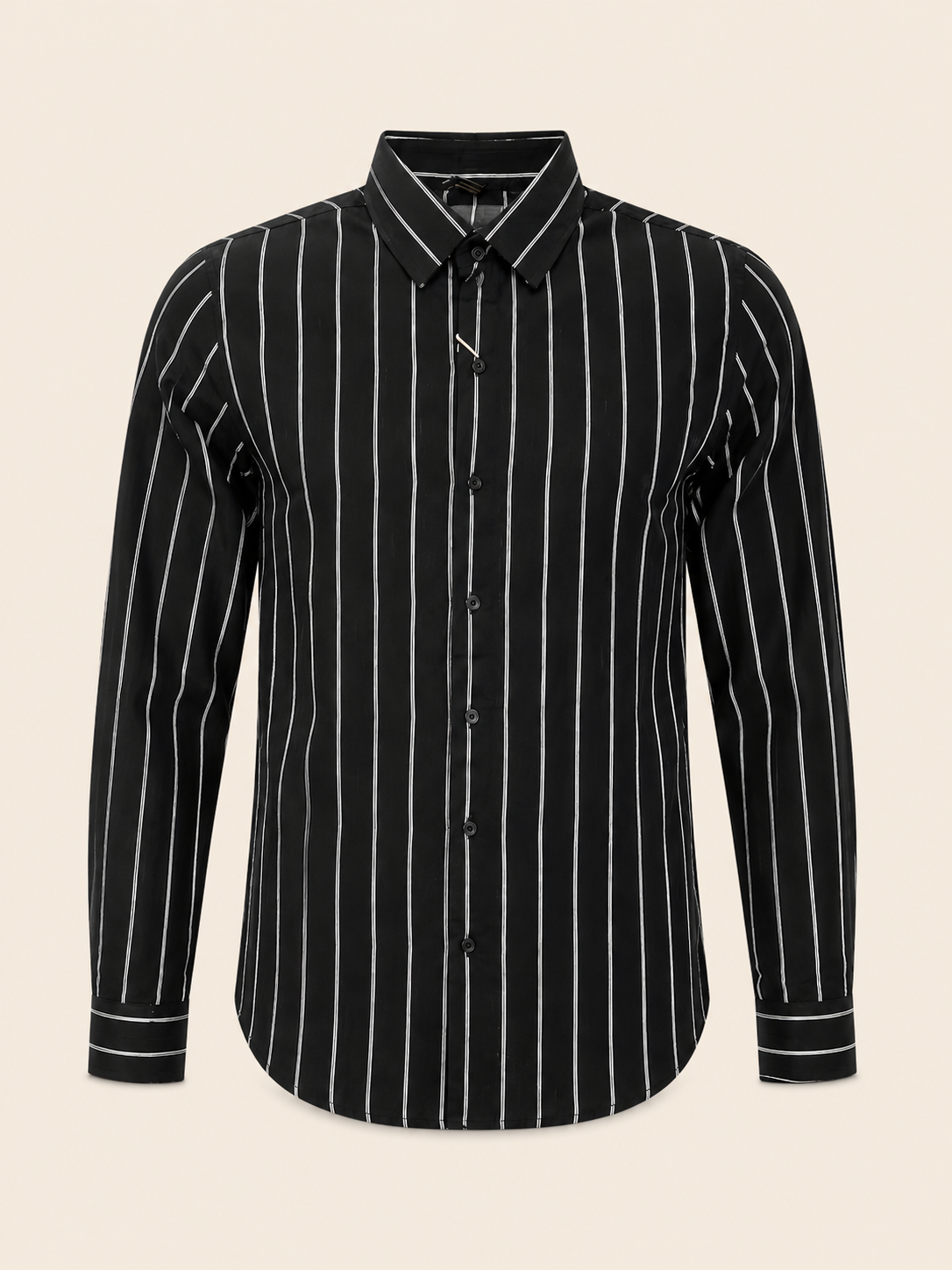 Men’s Black Vertical Stripe Casual Shirt