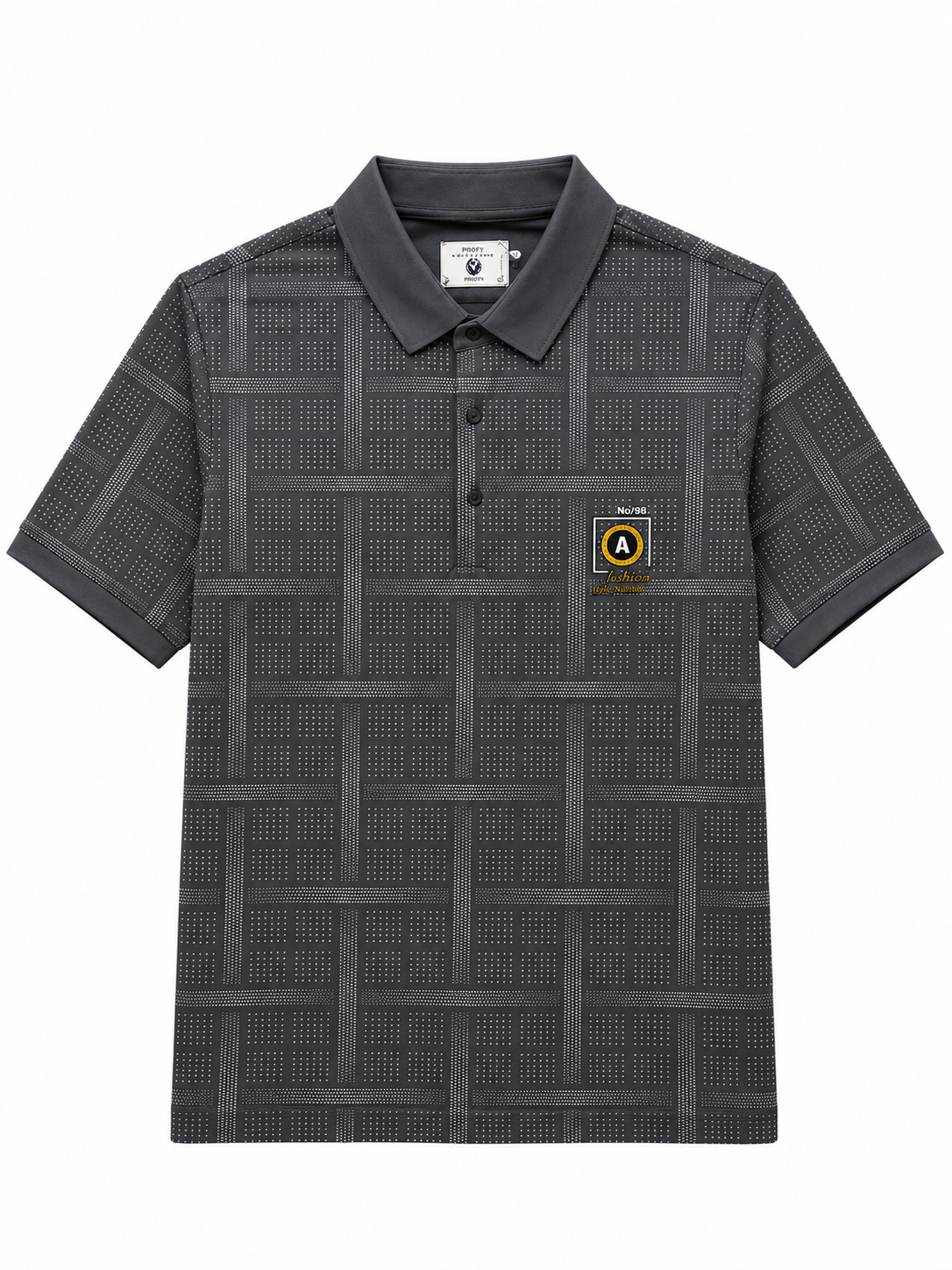 mens-charcoal-grey-geometric-print-polo-t-shirt