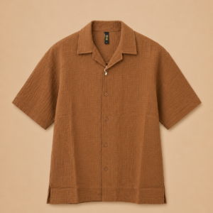 brown-drop-shoulder-crinkle-shirt