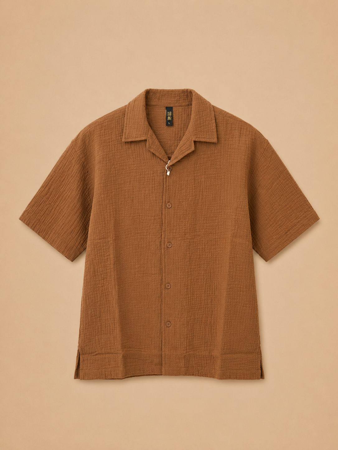 brown-drop-shoulder-crinkle-shirt
