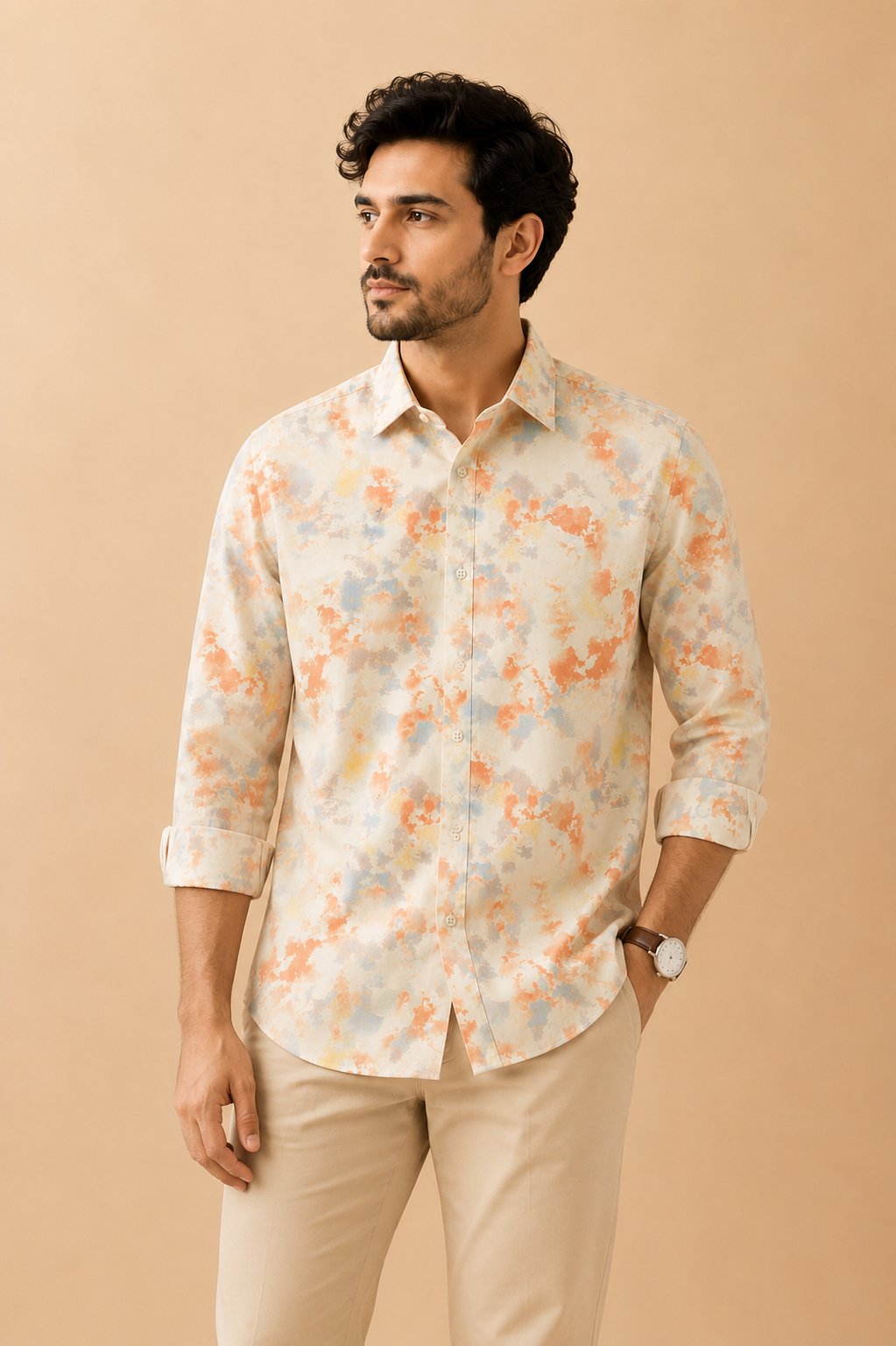 Men’s Multicolor Abstract Print Casual Shirt