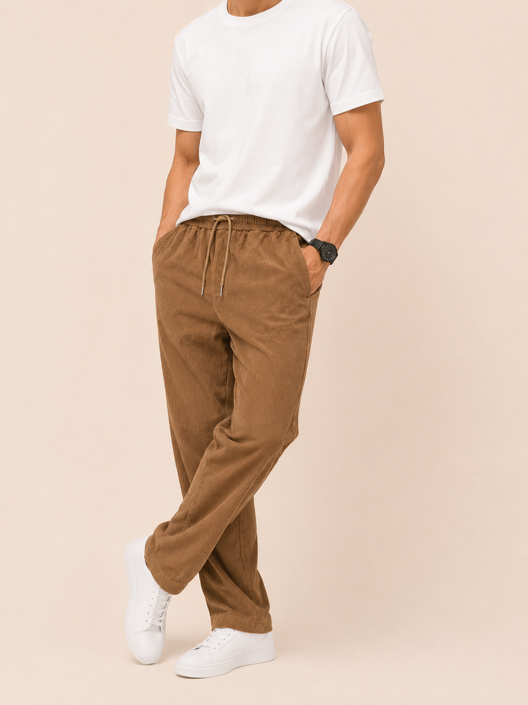 Men’s Camel Brown Corduroy Jogger Pant