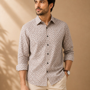 mens-beige-geometric-print-casual-shirt