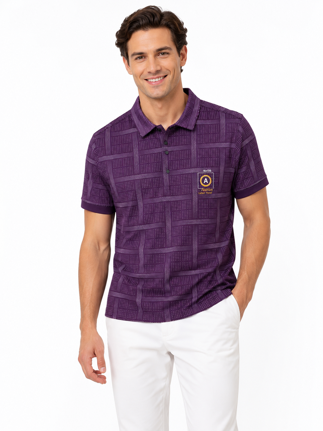 mens-purple-geometric-print-polo-t-shirt