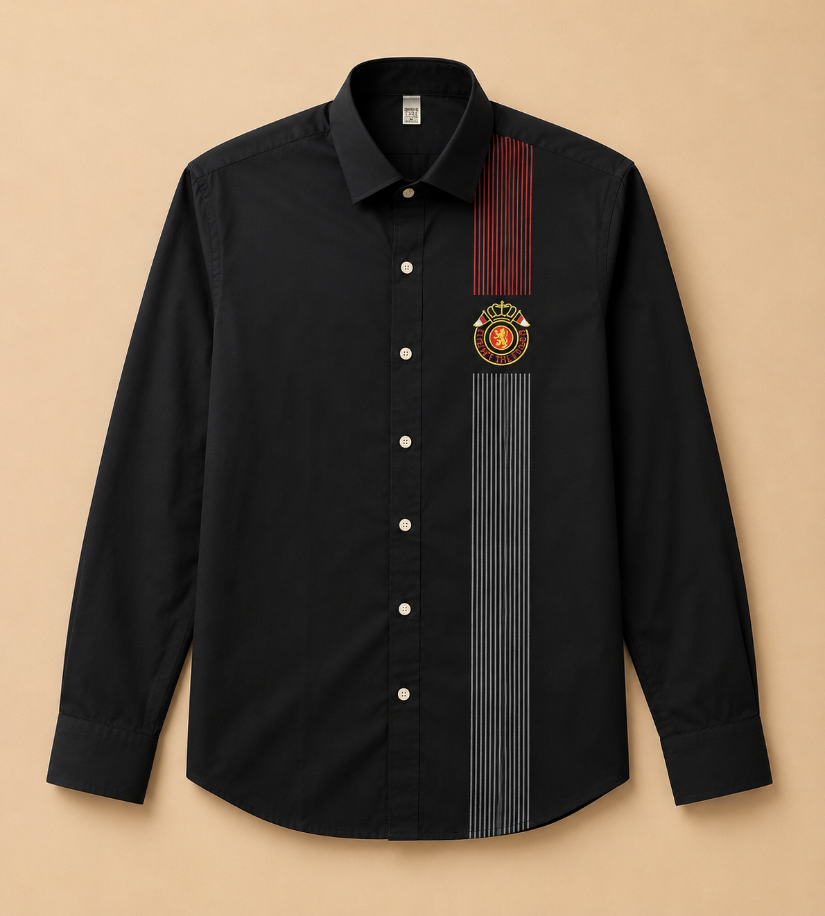 Men’s Black Premium Casual Shirt with Signature Stripe Detail