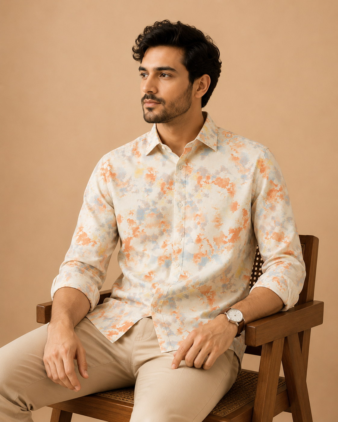 Men’s Multicolor Abstract Print Casual Shirt