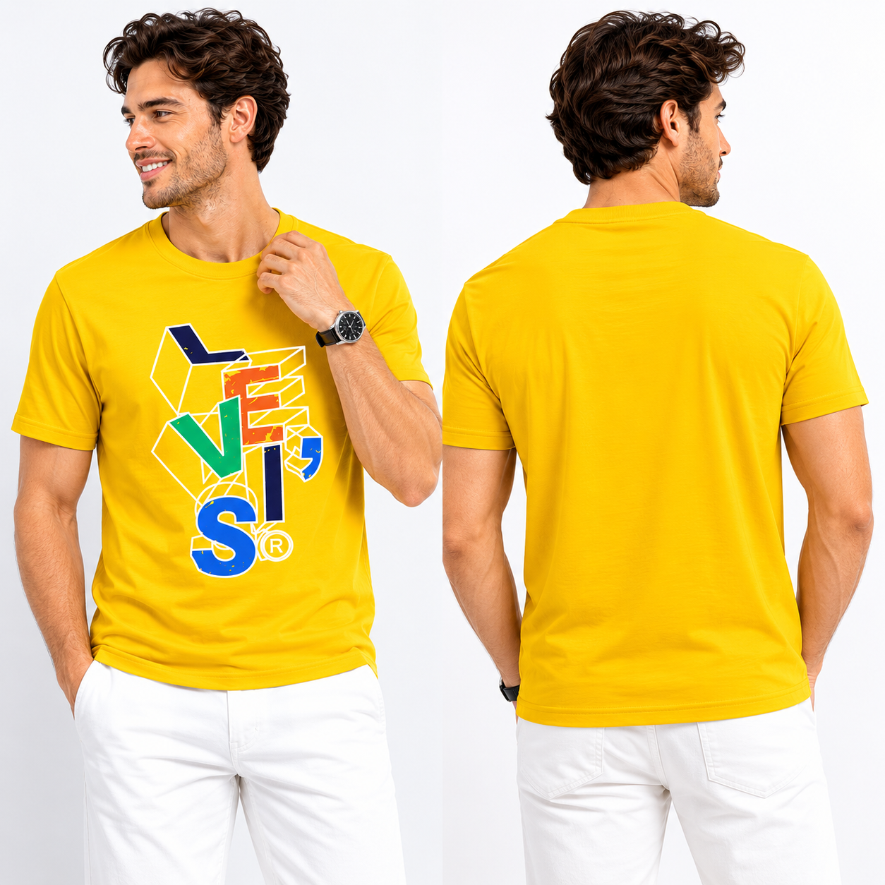 Men’s Yellow Graphic Print T-Shirt
