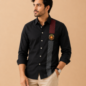 mens-black-premium-casual-shirt-with-signature-stripe-detail