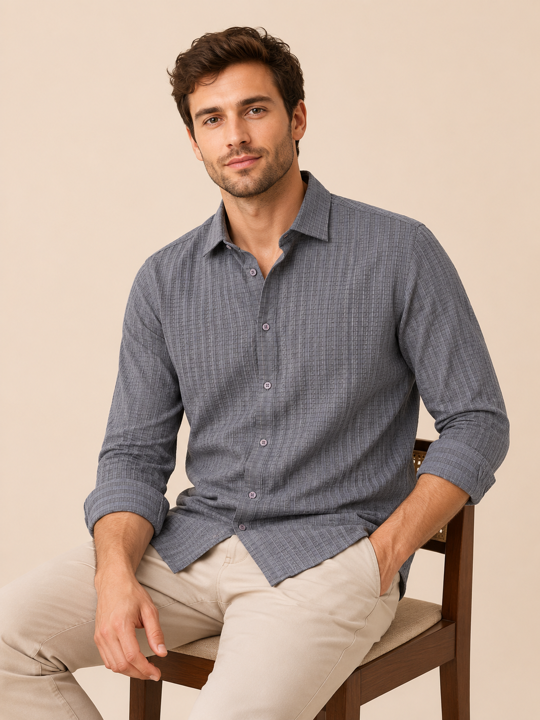 mens-grey-textured-casual-shirt