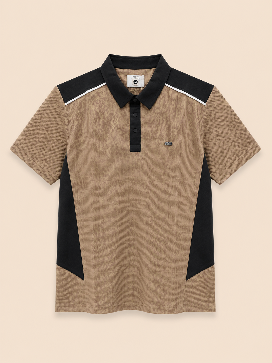 Men’s Premium Textured Polo T-Shirt – Beige & Black
