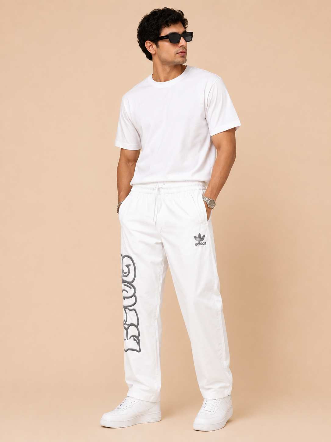 Men’s White Parachute Track Pant
