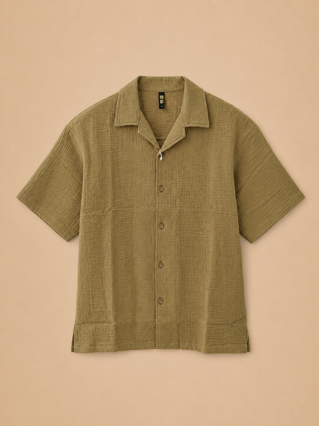 olive-green-drop-shoulder-crinkle-shirt