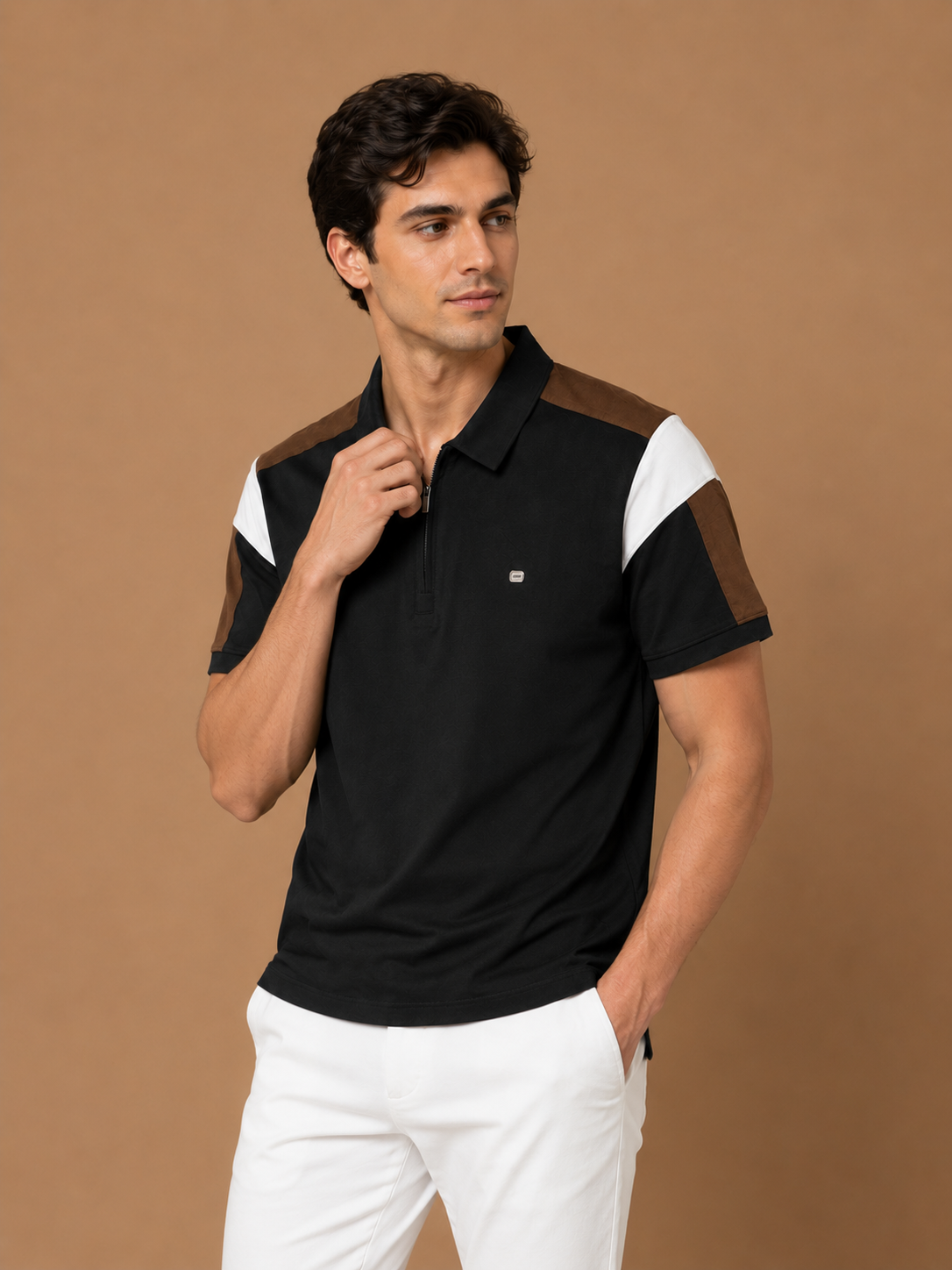 mens-premium-black-contrast-zip-polo-t-shirt