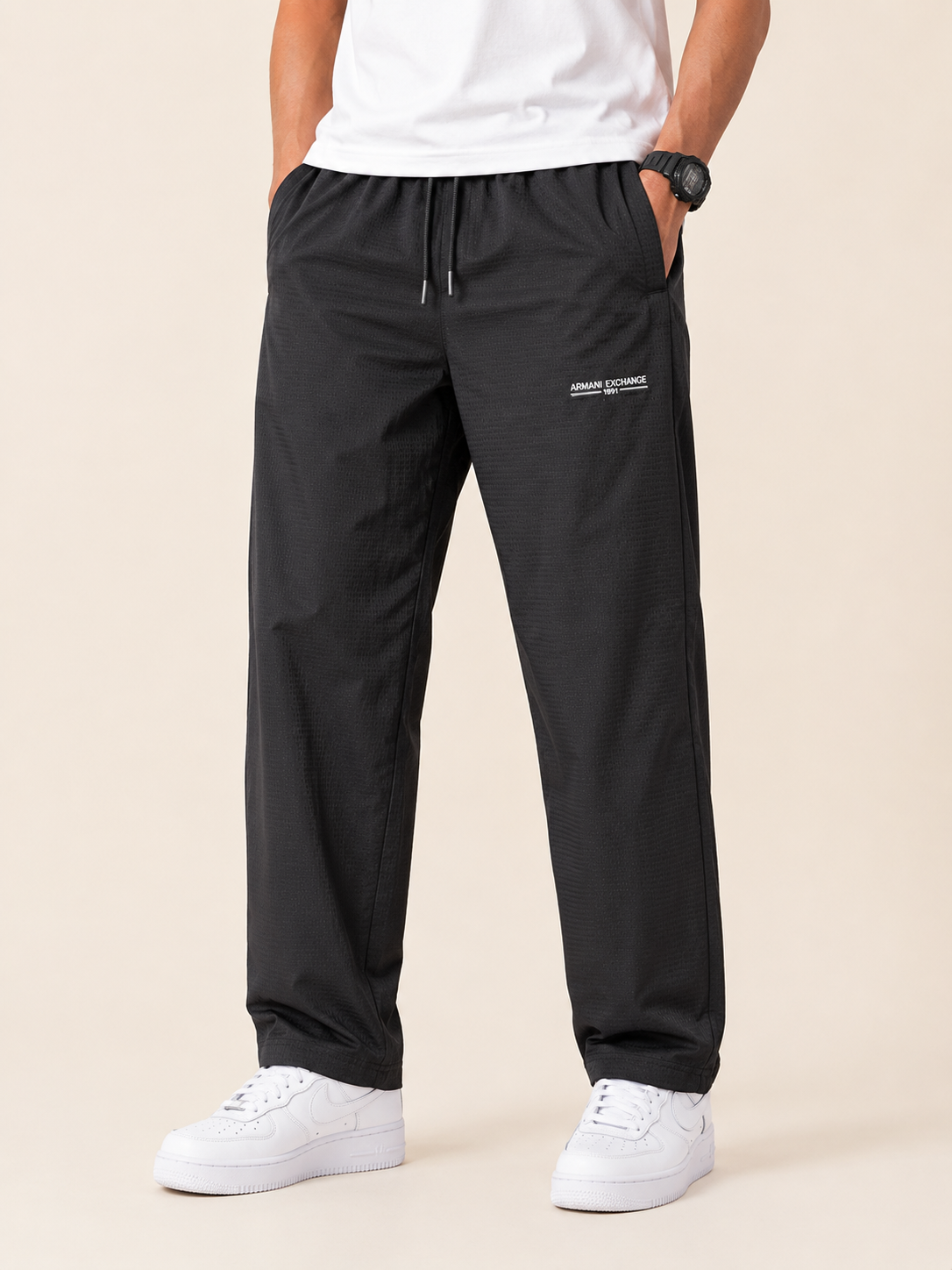 Men’s Charcoal Grey Waffle-Knit Track Pant