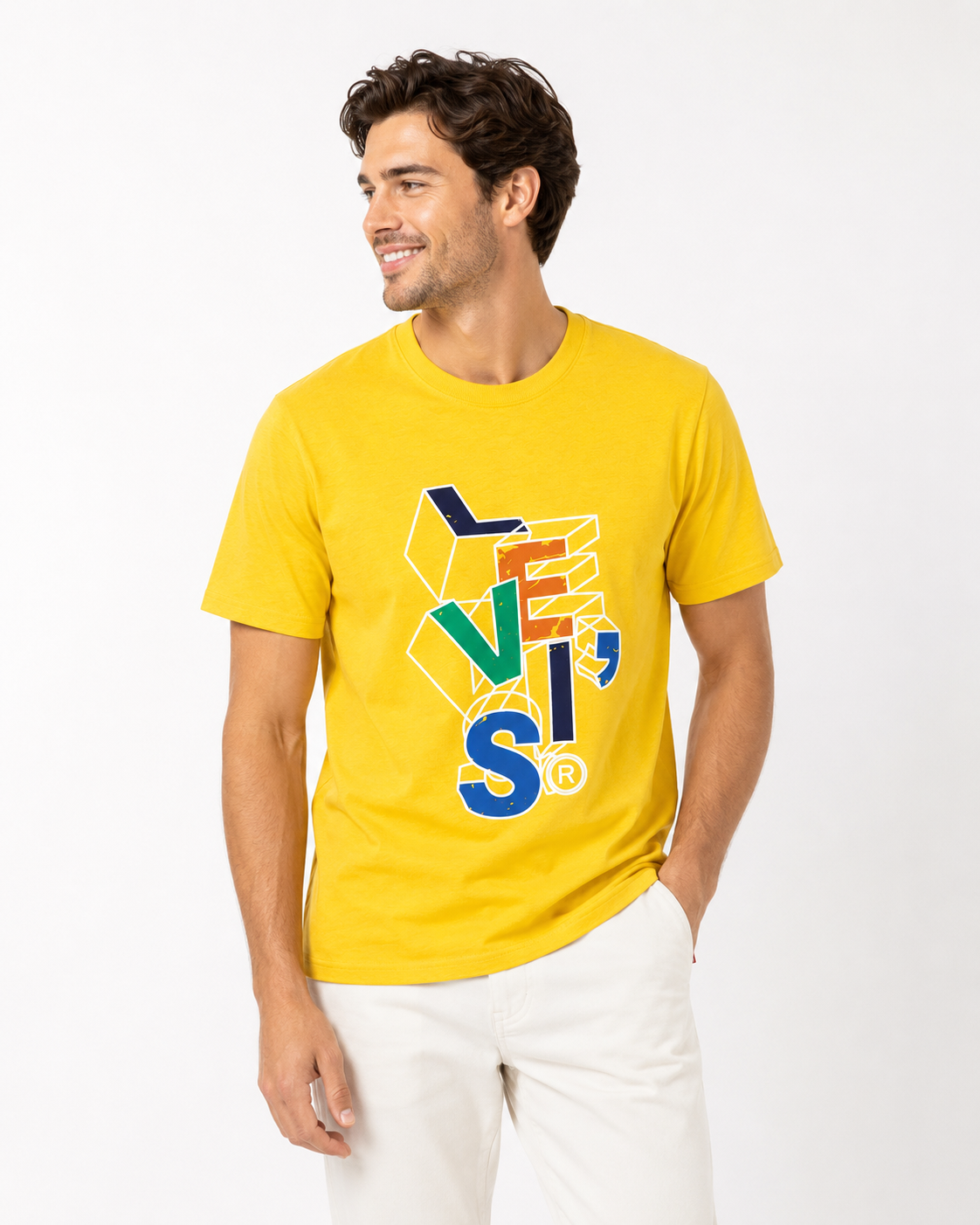 Men’s Yellow Graphic Print T-Shirt