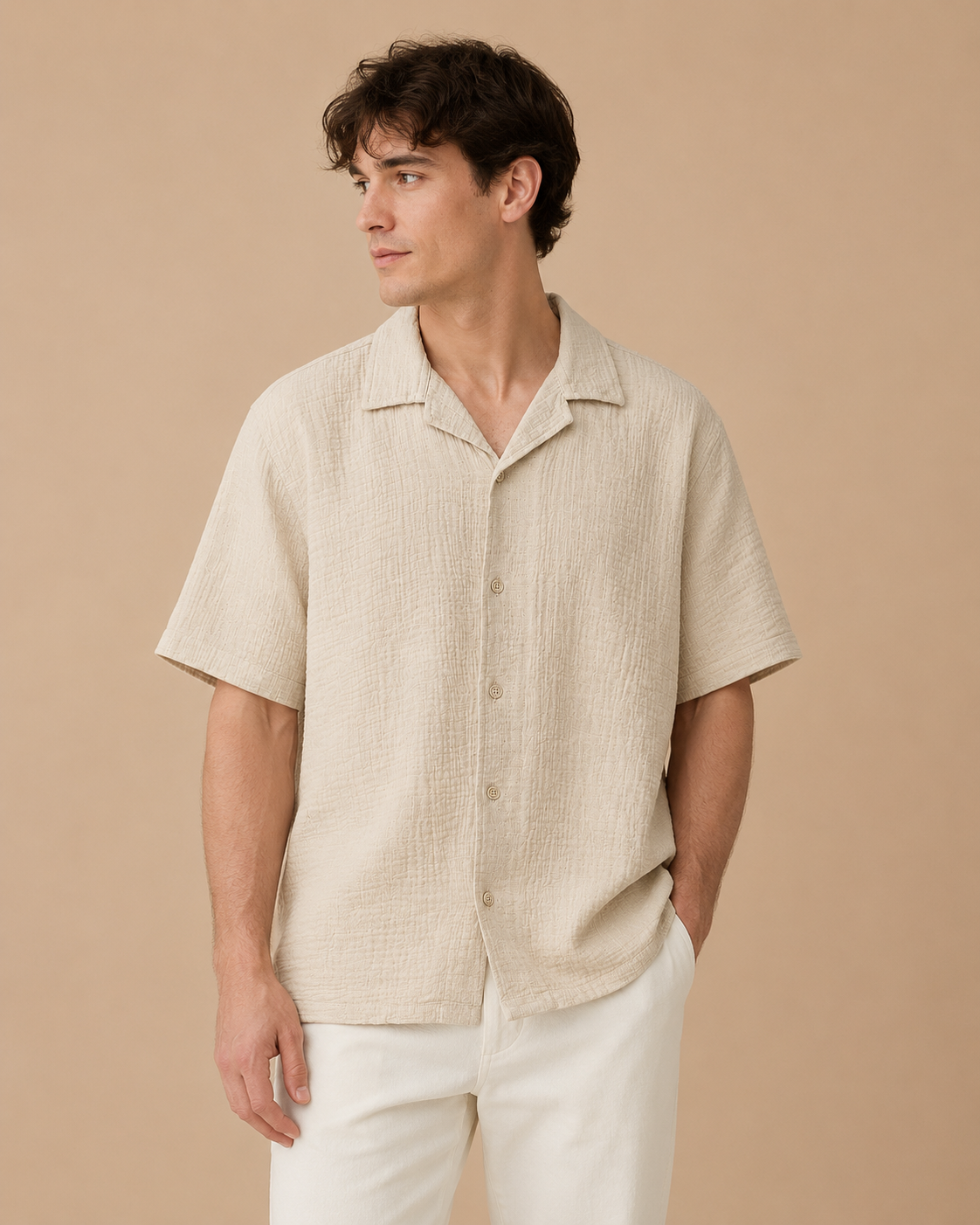cream-dropshoulder-half-shirt