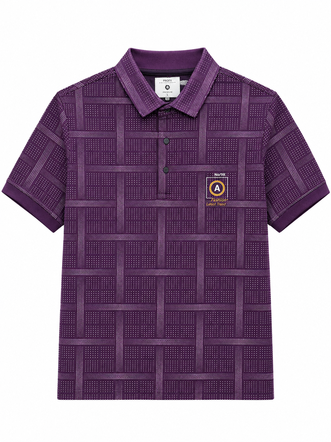 Men’s Purple Geometric Print Polo T-Shirt