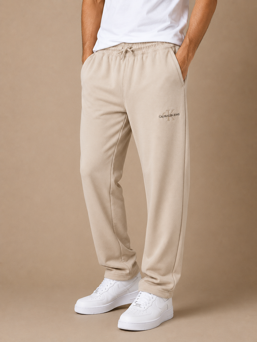 mens-beige-waffle-knit-lounge-track-pant