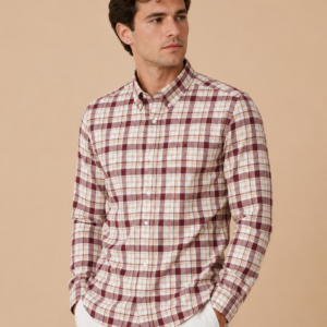 maroon-beige-cotton-checks-shirt-classic-casual-fit