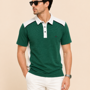 mens-premium-textured-polo-t-shirt-green-white