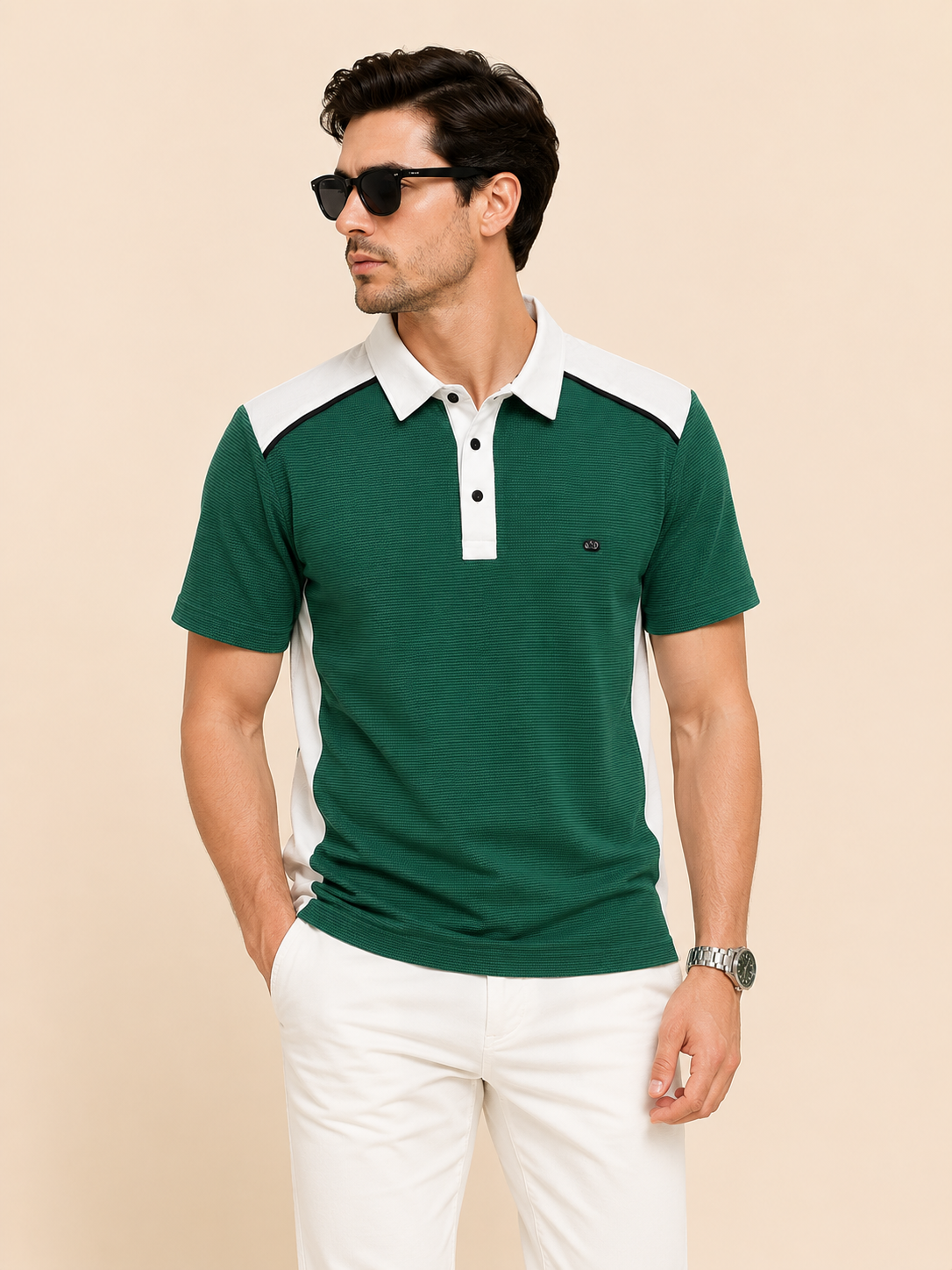 mens-premium-textured-polo-t-shirt-green-white