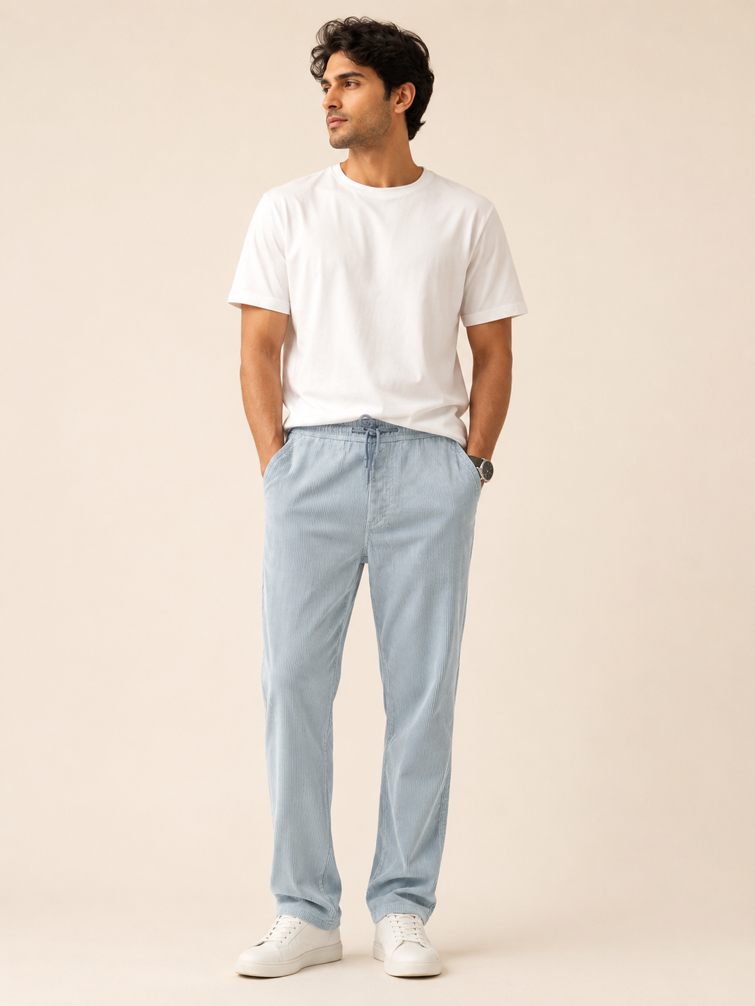 Men’s Ice Blue Corduroy Jogger Pant