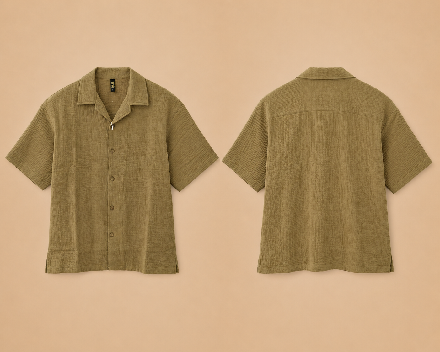 Olive Green Drop Shoulder Crinkle Shirt